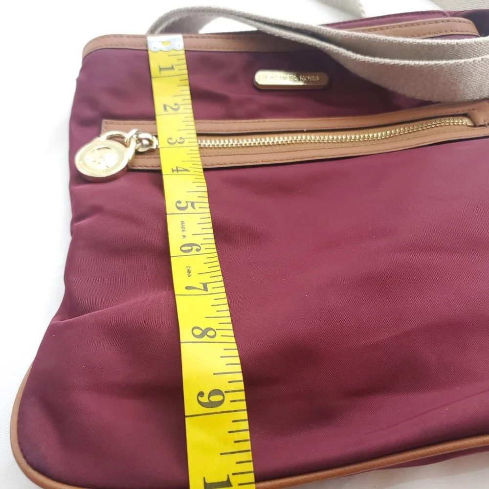 Michael Kors Women Kempton Burgundy Inner Pockets Adjustable Strap Crossbody Bag